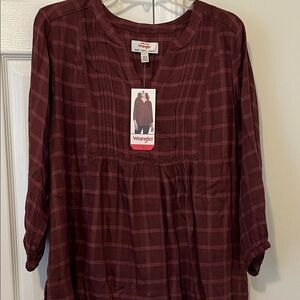 Wrangler Women's Deep Red Checkered Blouse